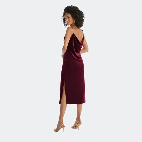 SOCIAL BRIDESMAIDS Asymmetrical Velvet Midi Slip Dress ❤️IN STORES❤️ - Picture 2 of 3